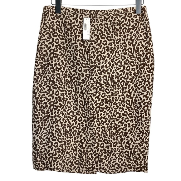 J.Crew NWT Pencil Skirt #2, 100% Linen, Animal Print, Lining w Stretch - Picture 1 of 14